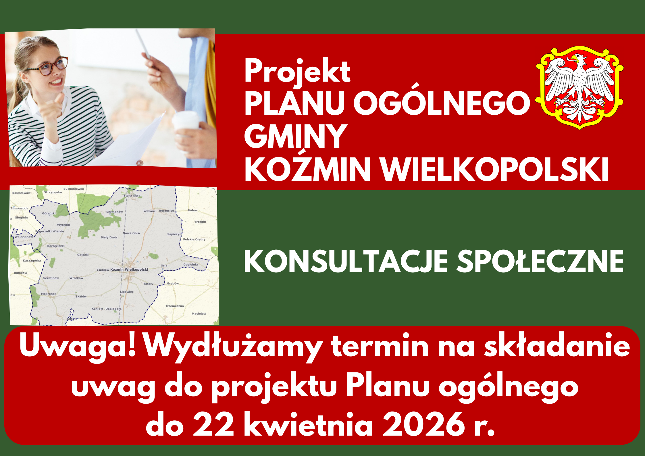 Wydłużony termin składania uwag do Planu ogólnego Gminy Koźmin Wielkopolski 